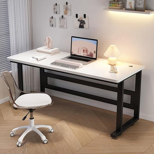 Computer Desk, Office Desk with Metal Frame, Sturdy Writing Desk for Small Spaces, Computer Workstation, for Study Writing,Gaming and Home Office(White 1,80x50cm/31.5x19.7in)
