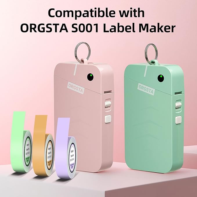 ORGSTA S001 Label Maker Machine with Tape, Bluetooth Label Maker for Home and Office Organization, Thermal Label Printer Mini Label Maker with 3 Roll Continuous Label Tapes - Purple/Green/Orange