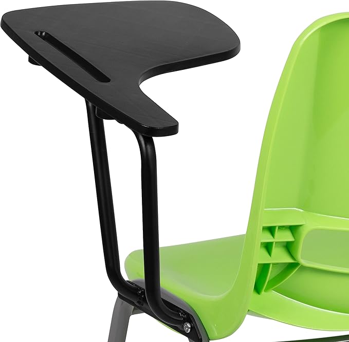 Flash Furniture Green Ergonomic Shell Chair with Left Handed Flip-Up Tablet Arm