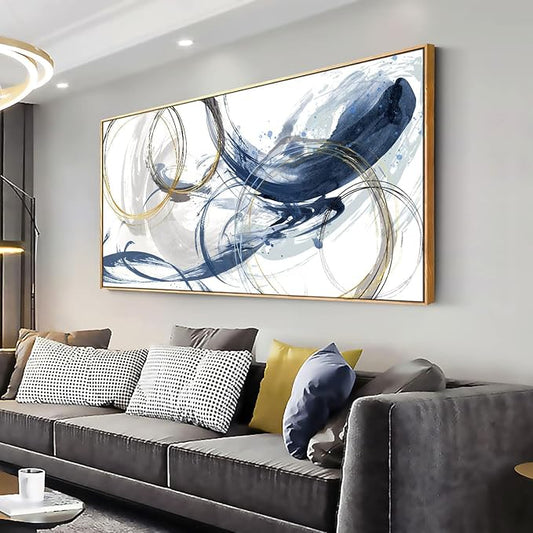 lagre Framed Wall Art Abstract Art Paintings 30in“x60in”Blue Fantasy Colorful Graffiti on White Background Modern Artwork wall Decor for Living Room Bedroom Kitchen…