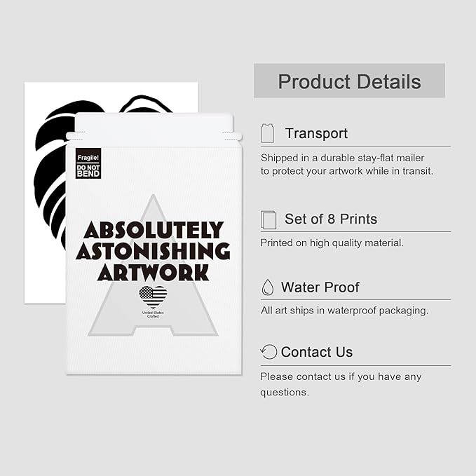 SIGNWIN Adhesive Canvas Poster Bathroom Decor 11"x14"x 8, Wall Art Room Decor Multicolor for Living Room, Bedroom, Office Black White Monstera Leaf Love Home Typography Nature Abstract Shapes