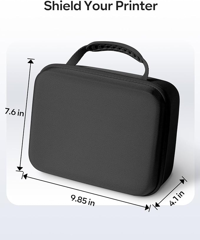 Phomemo Label Printer Hard Case- Compatible 241BT for Rollo for Nelko for Omezizy Bluetooth Shipping Label Printer,Storage Bag for Label Holder and Thermal Paper, Black (Case Only)