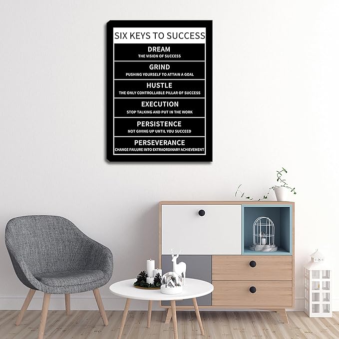 Motivational Office Wall Decor Posters Inspirational Black Wolf Canvas Wall Art Posters Prints Entrepreneur Quote Wall Picture Paintings Artwork Home Bedroom Living Room Decor Framed 12"x16"