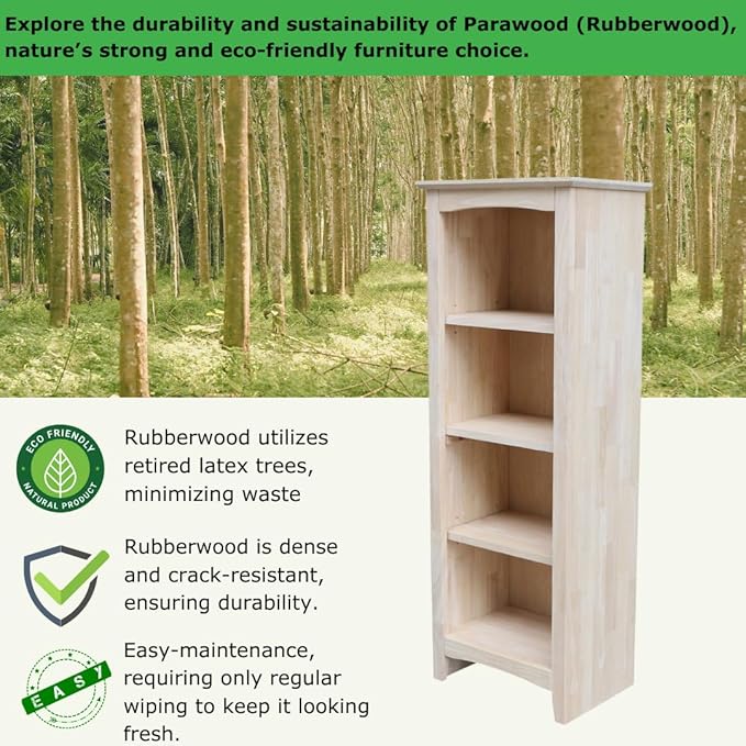Solid Wood Shaker Bookcase - 48" H