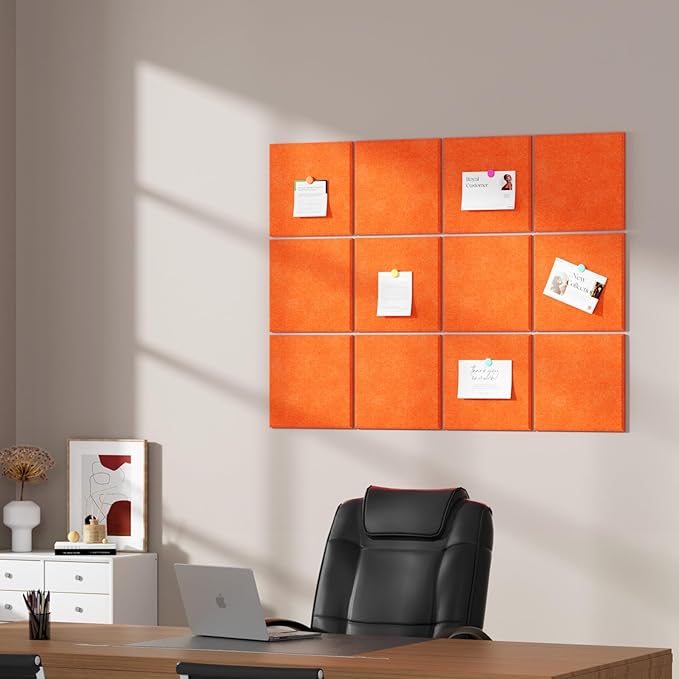 Large Cork Boards for Walls – 48" x 36" Self Adhesive Felt Wall Tiles, Ideal for Office Black Bulletin Board, Easy to Install Pin Board Photo Dart Board Wall Protectors