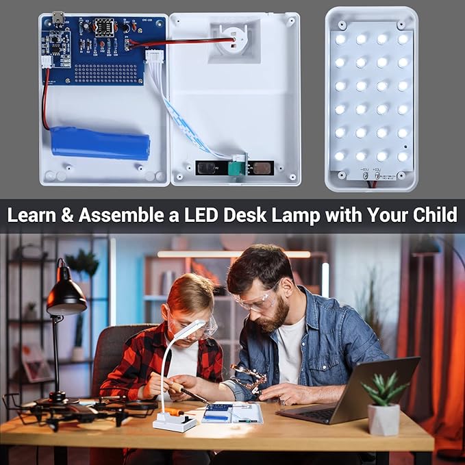 MiOYOOW DIY Rechargeable LED Desk Lamp Kit, Gooseneck Table Light Soldering Practice Kit with Adjustable Brightness, Electronics Soldering Project for School Education and Home Office Use