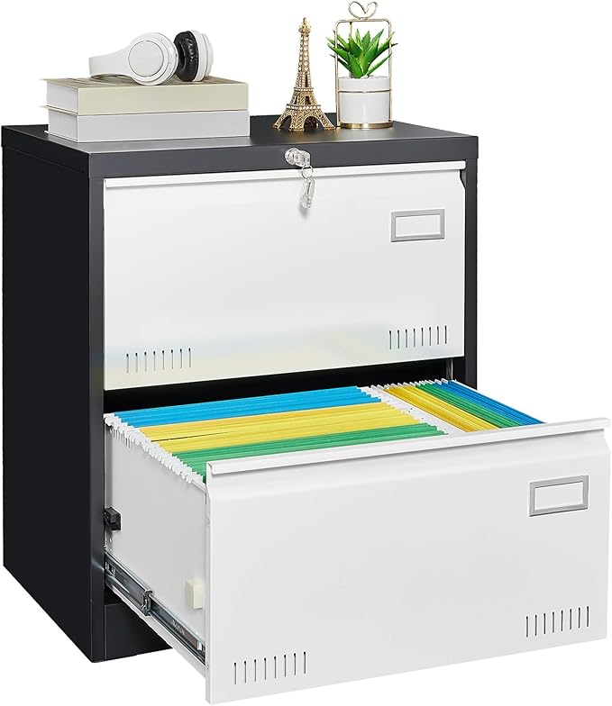GREATMEET Lateral File Cabinet,Lateral File Cabinet 2 Drawer with Lock,Metal Lateral File Cabinets for Home Office,2 Drawer Lateral Filing Cabinet for Legal/Letter/A4/F4