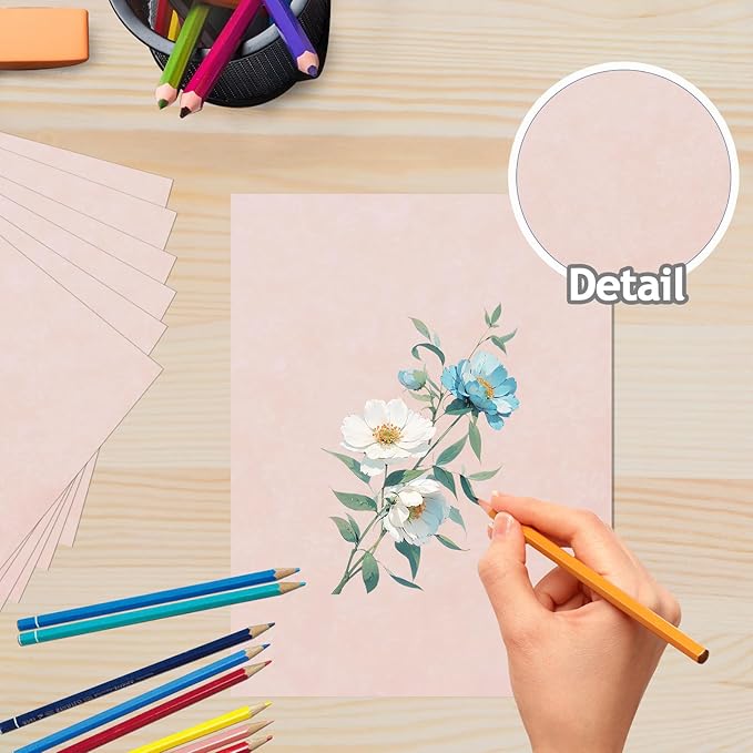 90PCS Vintage Paper 8.5 x 11 in Parchment paper for Writing Letter writing Paper, Decorative Printer Paper for Invitation, Letter, Resume, Award, Diploma, Art, Craft (Pink)