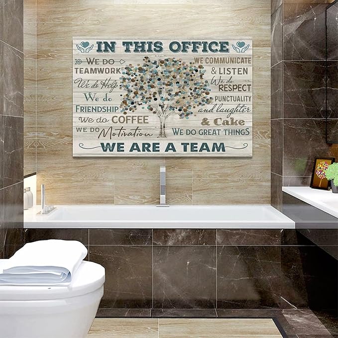 yerretin In this Office Wall Art Motivational Quotes Pictures Wall Decor for Office Inspirational We Are A Team Canvas Painting Room Decorations Artwork Framed Ready to Hang, 24"x16"