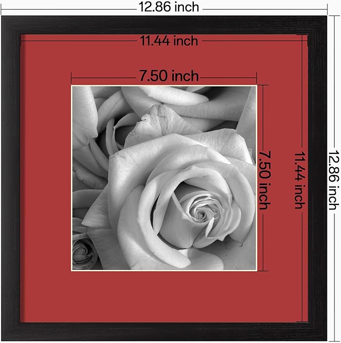 eletecpro 12x12 Picture Frames Set of 9 with Multi Colors Mats for 8x8 Photos or without Mat for 12x12, Square Gallery Wall Decor Collage for Picture Display, Black Frame Set for Wall Hanging