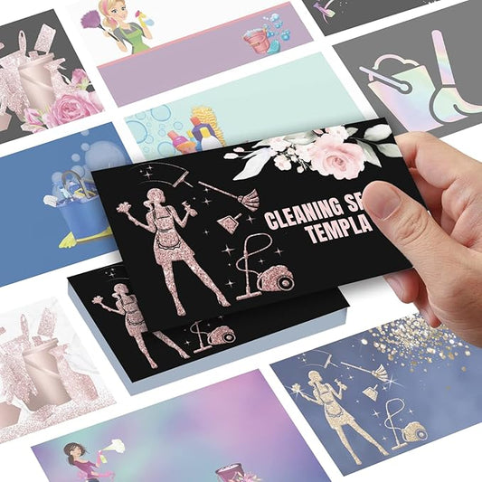 Business Cards Customize with Cleaning Service Templates, Custom Business Cards Personalized with Your Logo, 3.5"X 2" 300gsm Matte Paper for Small Business