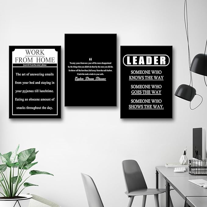 Inspirational Wall Art Entrepreneur Quotes Poster Printing 3 Pieces Explore Dream Discover Work from Home Posters Print for Living Room Teens Room Gym Workplace Artwork Ready to Hang [60''W X 28''H]