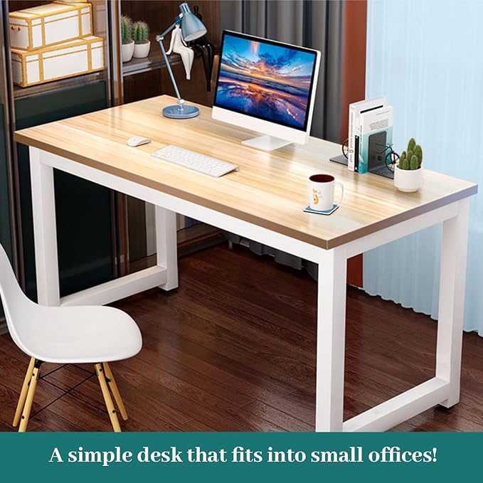 Computer Desk, Home Office Writing Study Desks, Small PC Table Workstation, Modern Simple Style for Space-Saving(40-Inch, Natural)