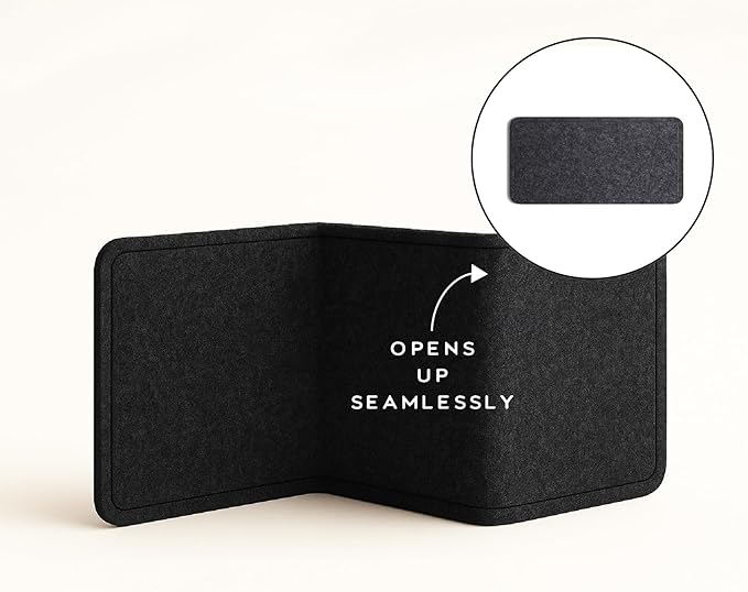 Orelle Felt Bulletin Board | 35 x 18” | Foldable Peel and Stick Felt Board for Wall | Alternative Cork Board for Office, Message Board, Kids Art Display | Charcoal
