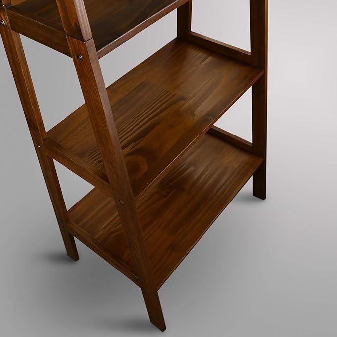 Casual Home 100% Solid Wood 5-Shelf Ladder Bookcase, Standard, 72"H, Warm Brown