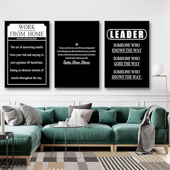 Motivational Wall Art 3 Pieces Inspirational Quotes Picture Painting Explore Dream Discover Work from Home Posters Print for Home Living Room Office Artwork Stretched and Framed [72''W X 36''H]