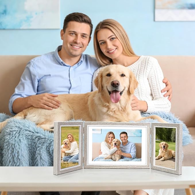 ZEEYUAN 4x6 & 5x7 Desktop Hinged Foldable Picture Frame Gifts for Mom Mother, Mothers Day Photo Frame Gifts for Mom from Daughter Son, Collage Multiple Picture Frames Desk Display with Glass Front