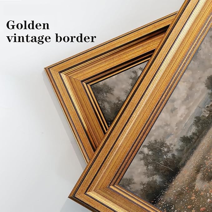 Gold Framed Wall Art Vintage Canvas Wall Art Flowers Path Wildflower Floral Artwork Prints Picture for Living Room Bedroom Farmhouse Bathroom Office Decor, 8x10