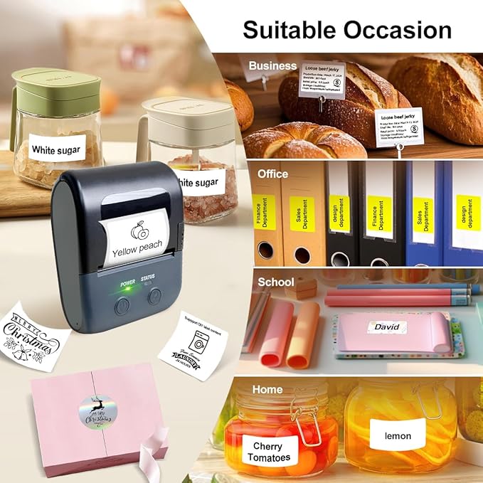 Label Maker - 2 Inch Thermal Label Printer L7 Portable Bluetooth Label Maker with Tape,Support with Android&IOS, Easy to Use for Office, Home, Business, Clothing, Address, Mailing(with 1 Roll Label)