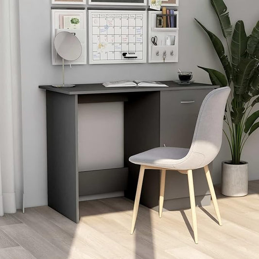 Bopdu Writing Desk Computer Desk Home Office, Writing Table Gamer Workstation Study Desk Gray 39.4"x19.7"x29.9" Engineered Wood