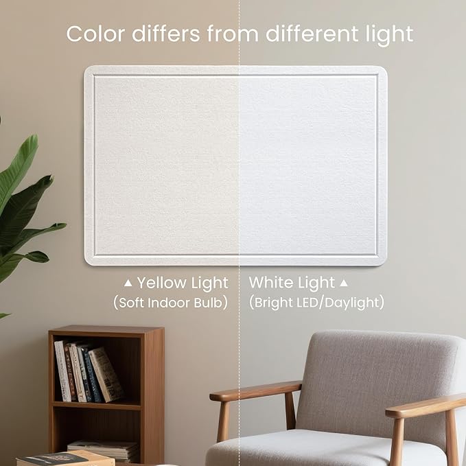 Bulletin Board, 35 x 17 1/2 inches Felt Board - Decorative Pin Board, Cork Board Alternative for Wall, Foldable Picture Board Self-Adhesive Vision Board Prayer Board with 20 Pushpins - White