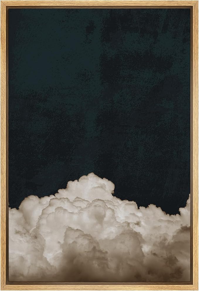 SIGNWIN Framed Canvas Print Wall Art Dark High Contrast Storm Clouds in Sky Nature Wilderness Photography Modern Art Rustic Landscape Relax/Calm for Living Room, Bedroom, Office - 24"x36" Natural