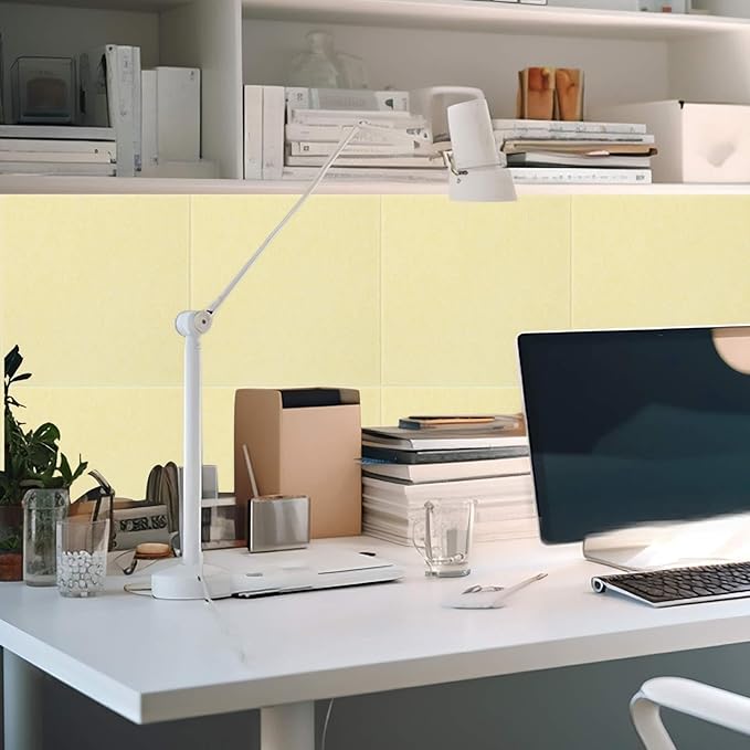 Honoson 12 Pack 47"x35" Large Cork Boards Tiles Alternative Felt Wall Tiles Bulletin Board with Safe Adhesive Cork Board Squares for Walls Organize Home Office Classroom Pin Photo Panels(Light Yellow)