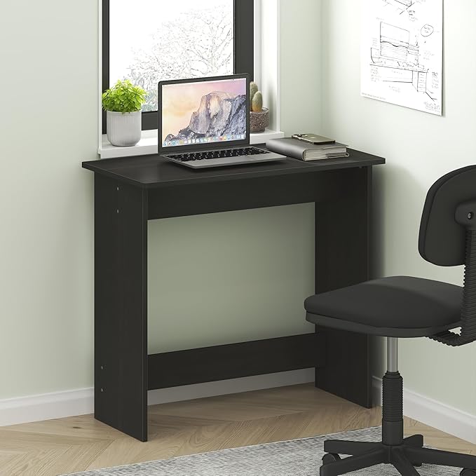Furinno Simplistic Small Desk, 31.3" Wide Computer Desk, Office Desk with Roundedecorners, Writing Desk, for Home Office, Black Espresso