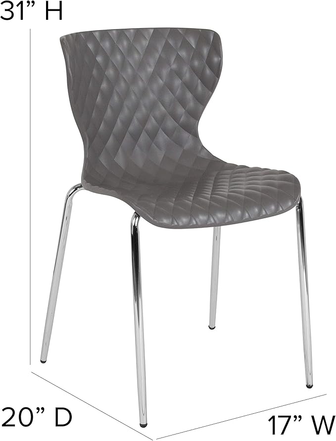 Flash Furniture 4 Pack Lowell Contemporary Design Gray Plastic Stack Chair