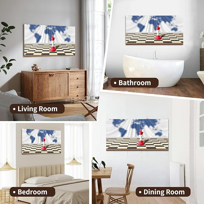 Canvas Wall Art for Living Room Bedroom Austrian Chess King Covered Country Flag A Chess Board Table Against Big Large Wall Art Decor Framed Painting Wall Pictures Prints Artwork Office
