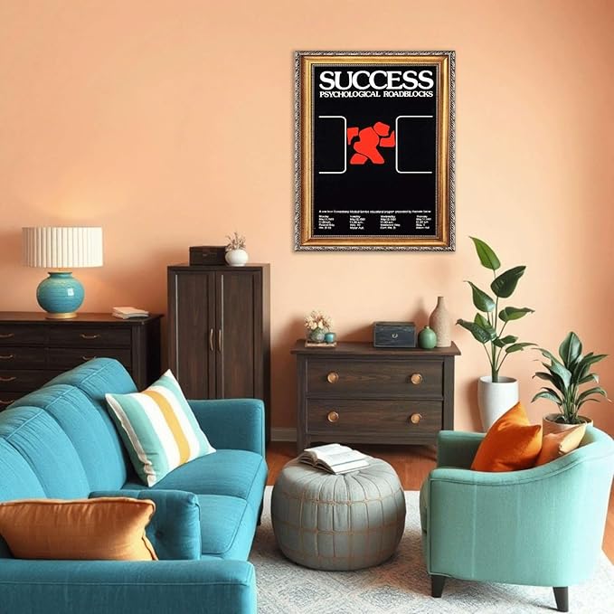 Vintage Framed Abstract Success Wall Art Canvas Print Oil Paintings Reproduction World Classics Retro Poster Art Print Stunning Home Decor for Office (Retro Framed,12L X16W)