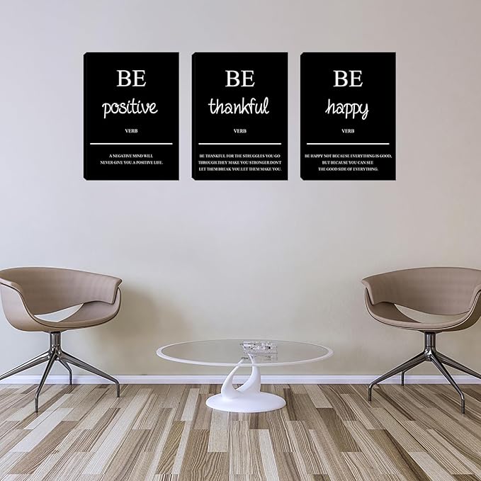 Azrosap Motivational Canvas Wall Art 3 Piece Positive Print Pictures Canvas Art for Home Office Wall Decor Poster Artwork Painting Home Decorations for Living Room Bedroom Gym (36”Wx16”H)