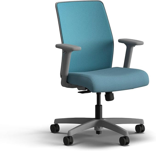 HON Ignition 2.0 Low Back Task Chair, Spectrum Mesh, Standard Synchro-Tilt Control, Office Chair with Lumbar Support, Height and Width Adjustable Arms, Titanium Frame, Sky