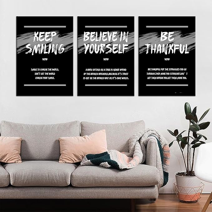 Motivational Poster Print Canvas Wall Art Home Decor Inspirational Entrepreneur Quotes Positive Theme Picture Painting Artwork for Living Room Gym School Office Stretched and Framed [60''Wx28''H]