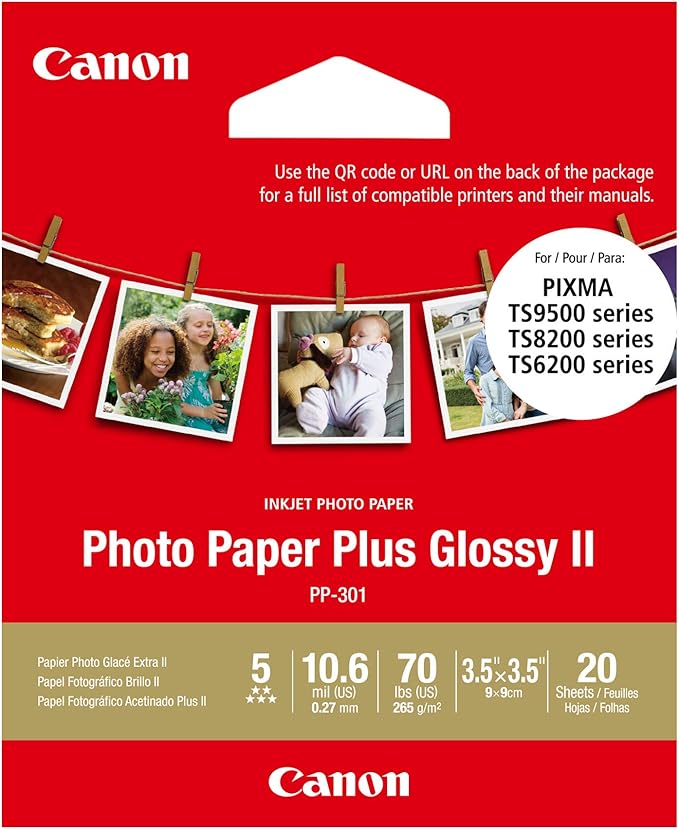 CanonInk PP-301 - 3.5" x 3.5" Square Photo Paper Plus Glossy II (1432C053)