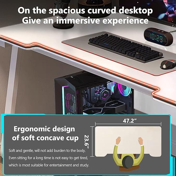 Gaming Desk Computer Writing Table Student Art Modren Simple Style PC Wood Suitable for Home, Office