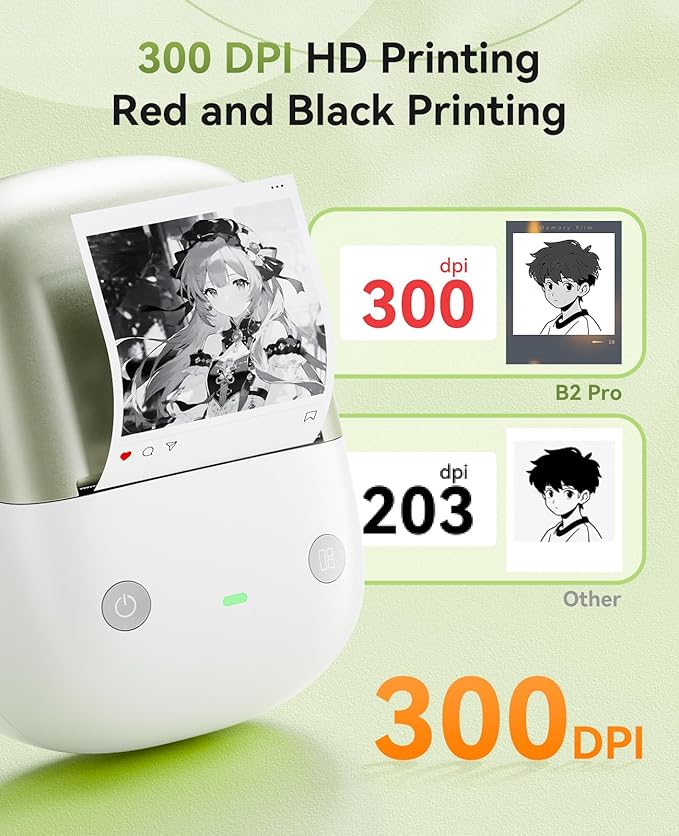 NIIMBOT B2 PRO Label Maker Machine, 300DPI HD Thermal Photo Label Printer, Support Red -Black Dual Color Printing, Sticker Printer for Home, Business and Office