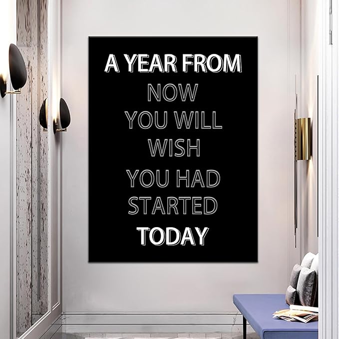 Motivational Canvas Wall Art Positive Artwork Painting Inspirational Entrepreneur Quote Poster Print for Home Living Room Bedroom Wall Decor Posters Prints Wooden Framed [30''Wx 40''H]