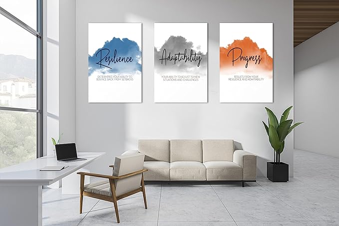 3 Piece Canvas Wall Art, Motivational Quotes Print Pictures for Office, Entrepreneur Poster Women Inspirational Framed Artwork Home Decor 24"x36" x 3 Pcs