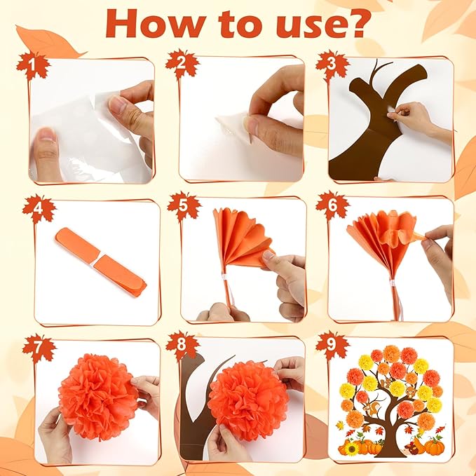 Fall Thanksgiving Tree Bulletin Board Set Decorations for Classroom Autumn 3D Tree Bulletin Board with Maple Leaf Pumpkin Cutouts for Fall Thanksgiving Party School Nursery Classroom Blackboard Decor