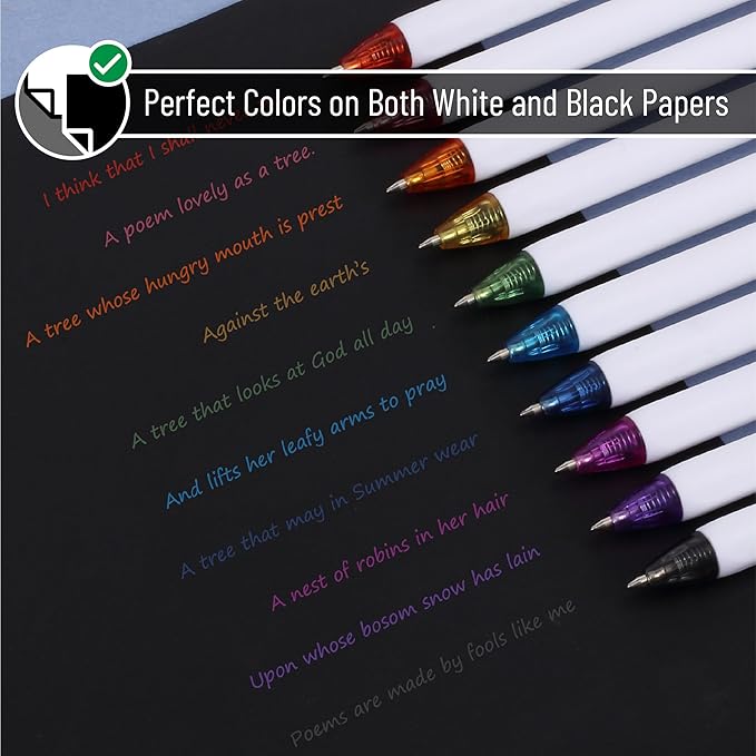 Mr. Pen- Cute Ballpoint Pens Assorted Color Ink, 0.7mm, 10 Colorful Ink Ballpoint Pens with Case and 12 Refills, Cute Pens for Journaling