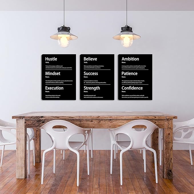 Halioyo Motivational Wall Decor, 12 x 16 Inch Inspirational Canvas Wall Art, Positive Quotes Office Painting Posters for Office Dorm Living Room Bedroom Home - 3pcs