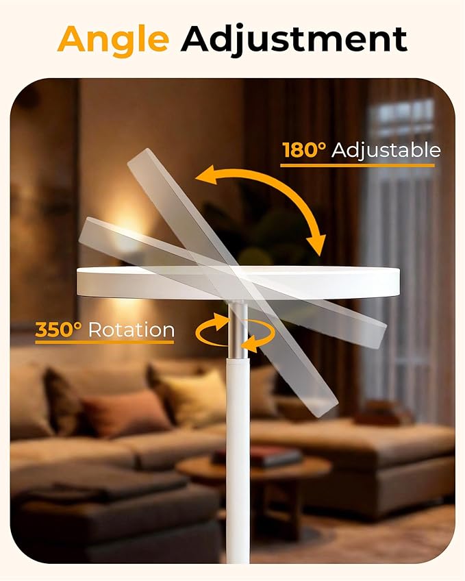 LED Floor Lamps, 2800Lm Standing Lamp Remote & Foot Switch with 1H Timer, 2700-6500K Stepless Dimmable Modern Pole Light for Bedroom, Office, Reading, White