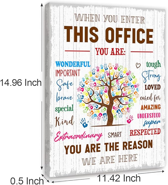 In This Office Wall Decor,Positive Teamwork Quote Wall Art Canvas Framed for Workplace Office Wall Decor 12 x 15 in