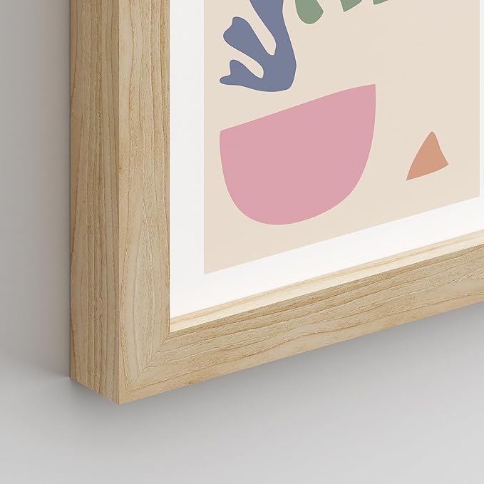 SIGNWIN Framed Poster Wall Art Set of Collage Henri Matisse Pastel Plant Blocks Nature Abstract Illustrations for Living Room, Bedroom, Office - 8"x10"x 8 Natural