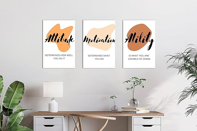 3 Piece Boho Abstract Graphics Motivational Quotes Canvas Print Pictures Wall Decor, Men Women Inspirational Framed Artwork Home Office Decor 12"x18" x 3 Pcs