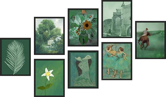 SIGNWIN Framed Poster Bathroom Decor, Wall Art Room Decor Multicolor for Living Room, Bedroom, Office Green Jungle Plant Ballet European Landscape Vintage Bohemian - 12"x16"x 8 Black