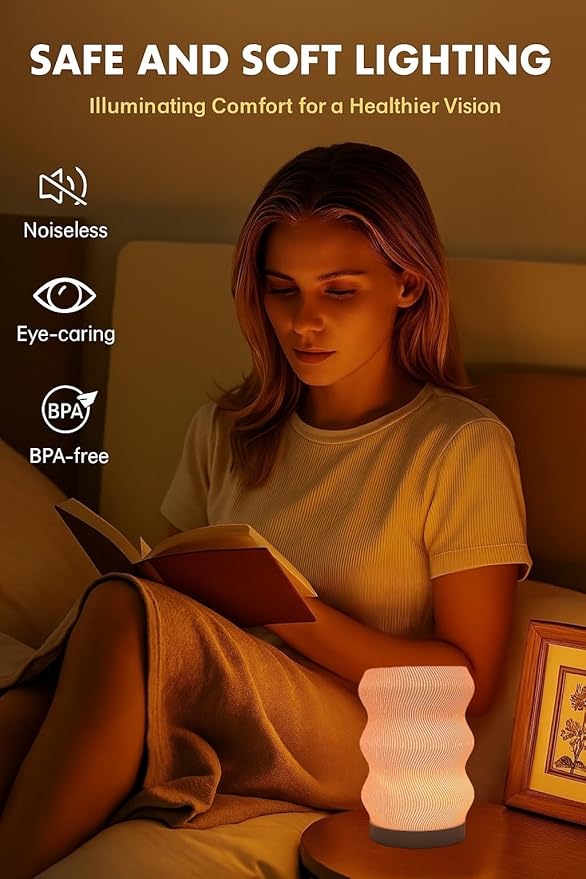 Wave Table Lamp - Modern Bedside Light for Bedroom, Desk, Nightstand, or Office - Mood Lighting Lamp - Eco-Friendly Gift Idea - Unique Home Decor - LED Night Light (Mini)