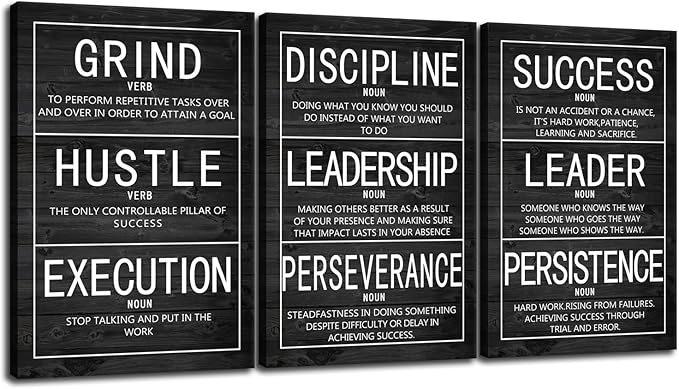 Inspirational Wall Art Motivational Poster 3 Pieces Canvas Prints Artwork for Office Living Room Modern Home Decor Inspiring Painting Pictures Stretched and Framed Ready to Hang [72''Wx 36''H]