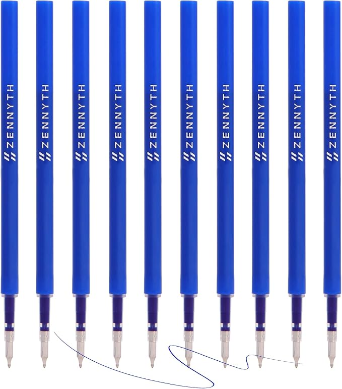 MengRan 4.3'' Gel Ink Pen Refills for Click Pens,0.5mm Tip Fine Point,Quick Drying Ink,Compatible with Pilot G2 (Original Gel Ink Refills 10 Pcs-Blue Ink)